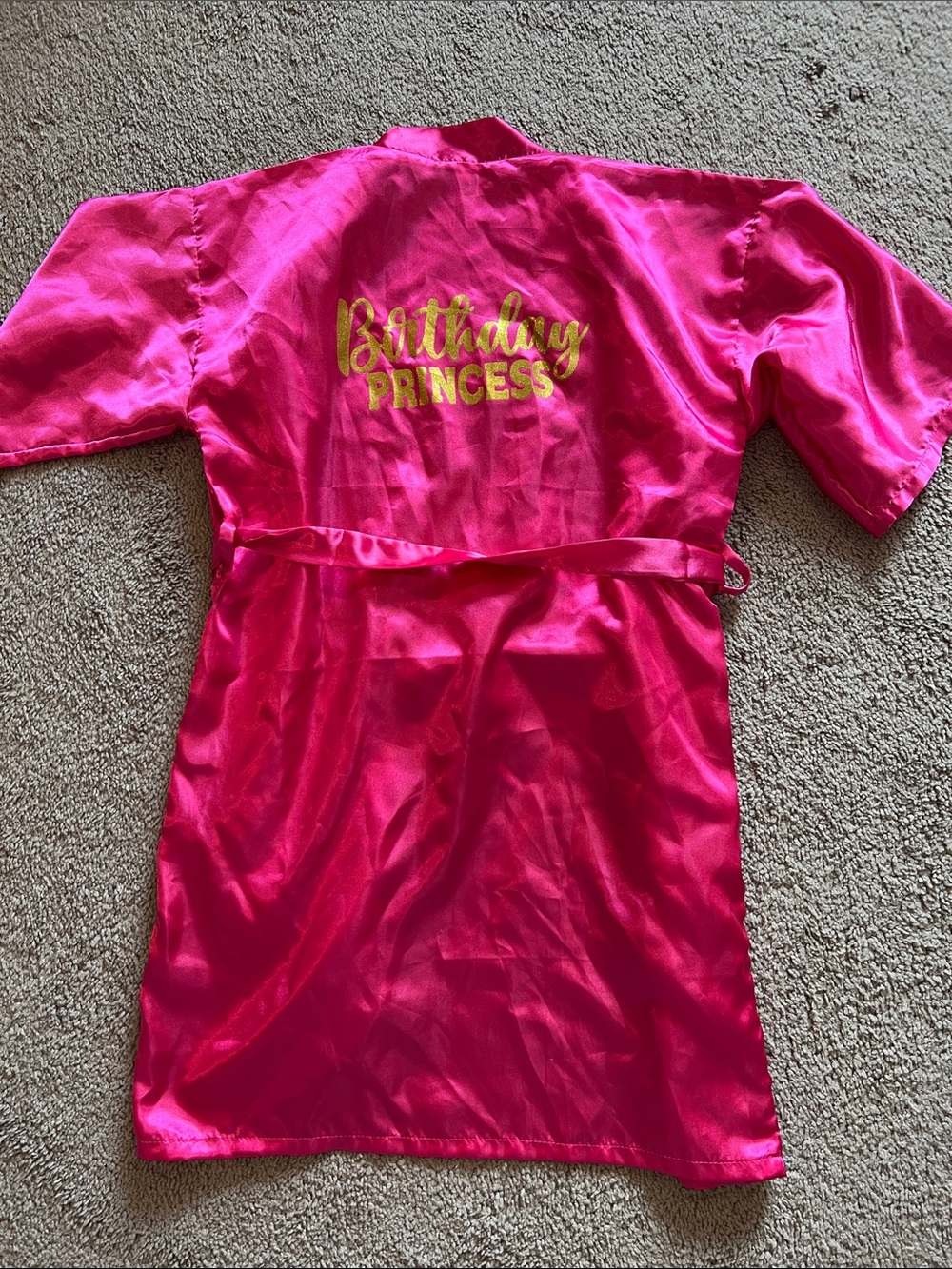 Prince Hot Pink "Birthday Princess" Satin Robe with Gold Script